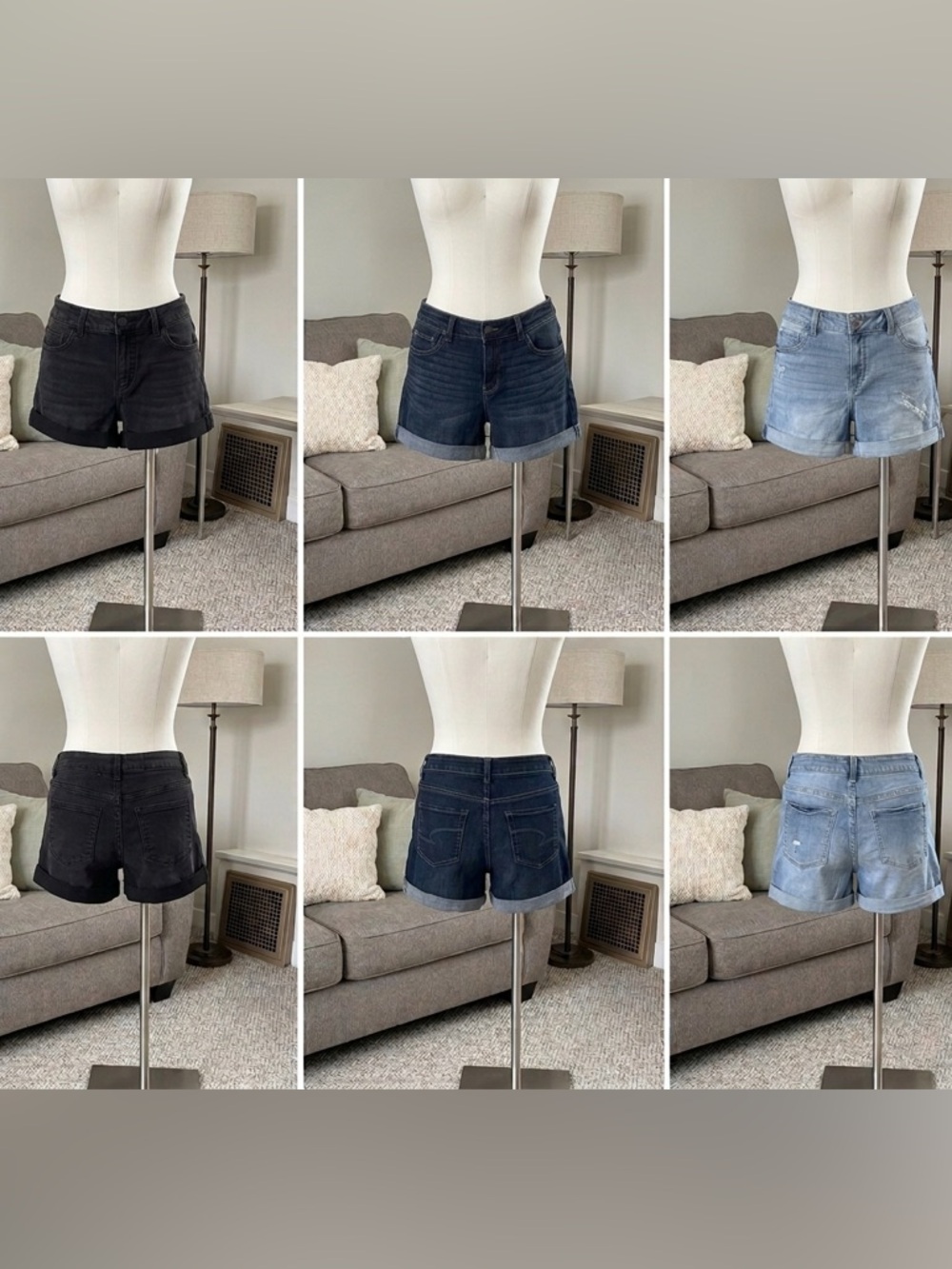 Set of 3 Stylish Women's Denim Shorts - Black and Blue